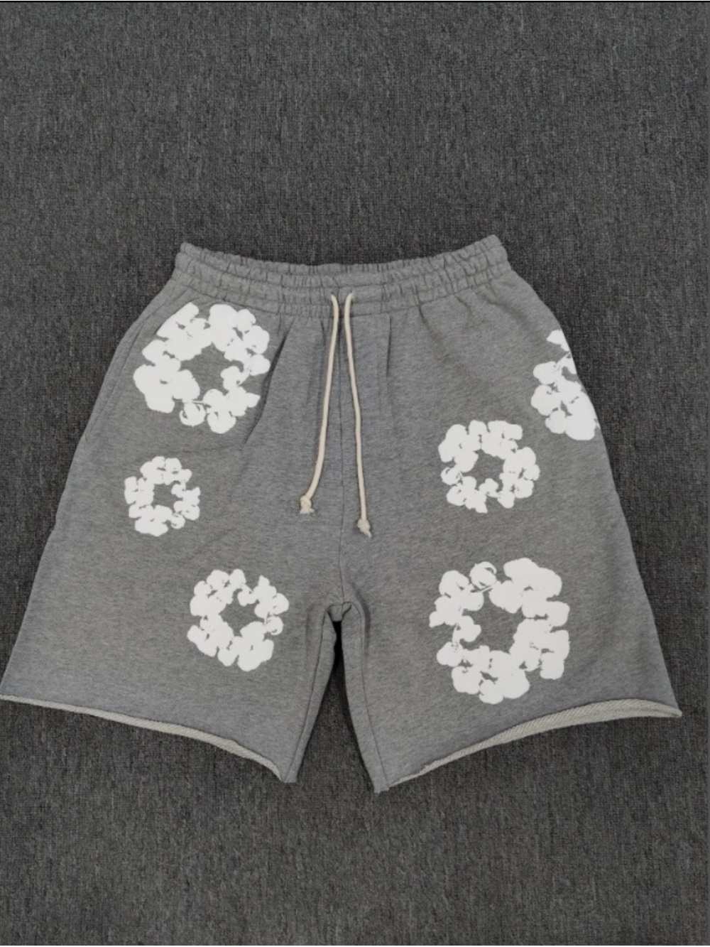 Gray Floral-Print Men's Drawstring Shorts